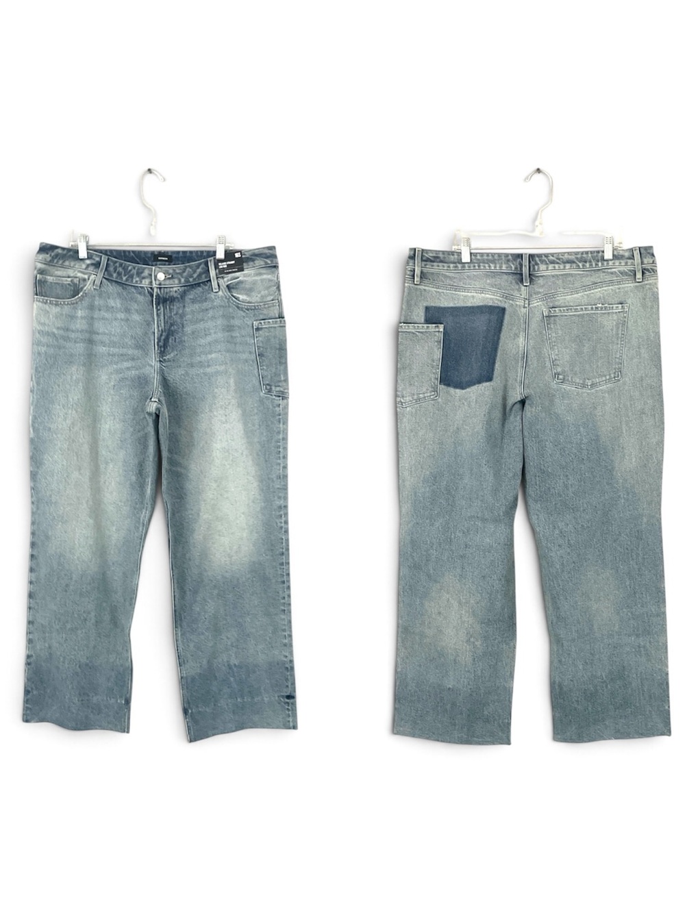 Express 50/50 Rigid Stretch Relaxed Straight Low Rise Distressed Jeans, 16S